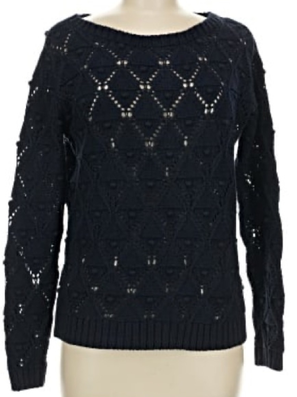 Tommy Hilfiger scoop-neck sweater diamond-patterned openwork crochet COTTON